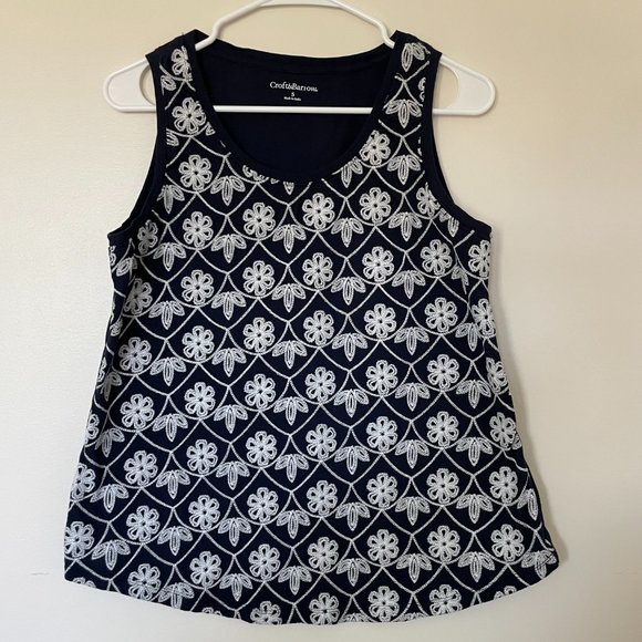Croft & Barrow Navy Floral Tank Top. Size Small - Picture 1 of 6
